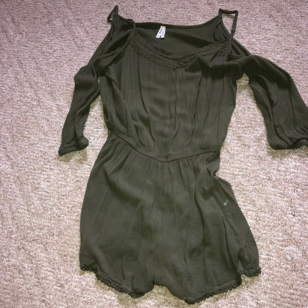 Olive cold shoulder romper